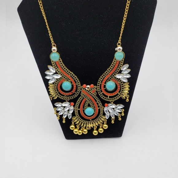 Fashion statement Rhinestone boho Necklace - Picture 2 of 5